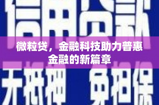 葵青微粒贷，金融科技助力普惠金融的新篇章