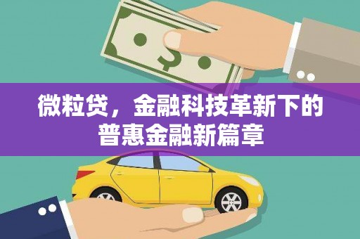 葵青微粒贷，金融科技革新下的普惠金融新篇章