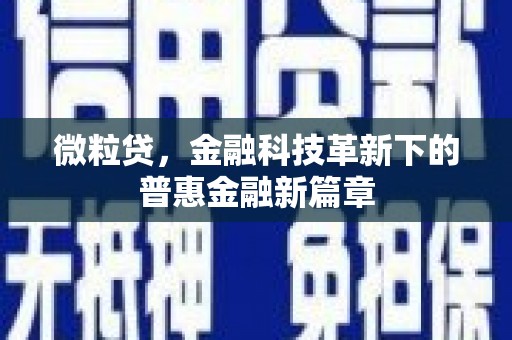 葵青微粒贷，金融科技革新下的普惠金融新篇章