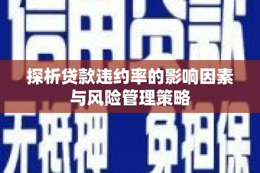 葵青探析贷款违约率的影响因素与风险管理策略