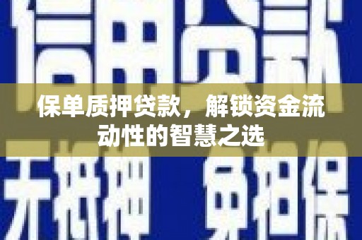 葵青保单质押贷款，解锁资金流动性的智慧之选
