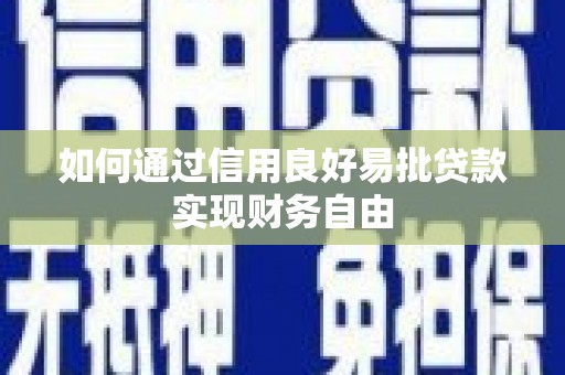 葵青如何通过信用良好易批贷款实现财务自由