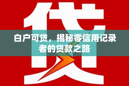 葵青白户可贷，揭秘零信用记录者的贷款之路